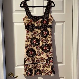 Nanette Lepore 100% Silk Brown Floral Dress